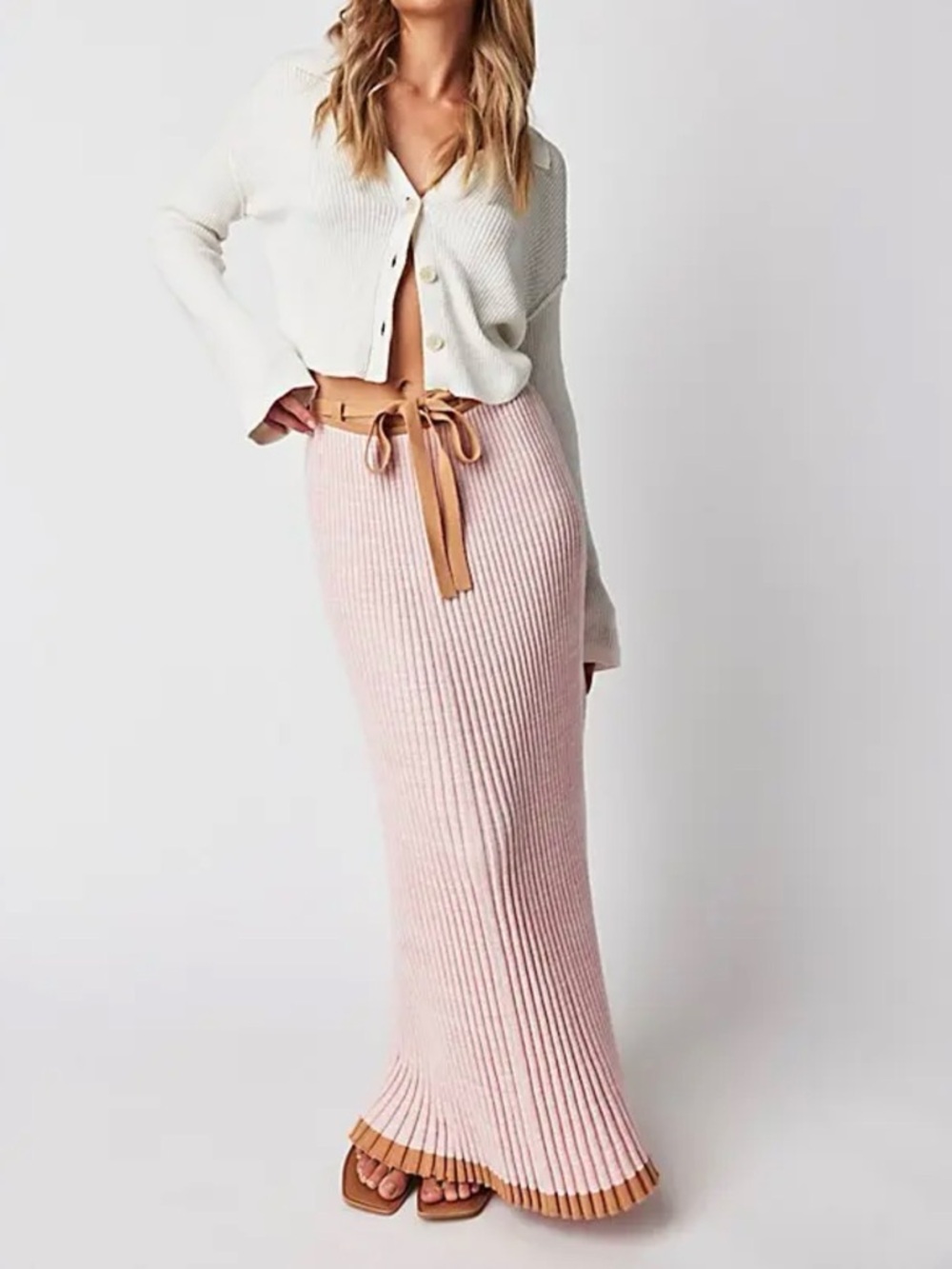 Hansen And Gretel Esme Knit Midi Skirt Ribbed Column Dusk Size Extra Small